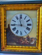 Uhr, Bilderuhr, altes Aufzugwerk mit Gewichten und Pendel, alt