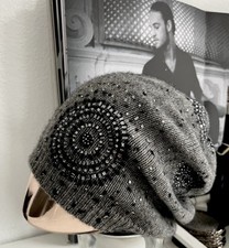 Princess Goes Hollywood Mütze Beanie Cap Grau Schwarz Kaschmir NP 110€