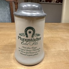 Pfungstädter Bier Bierkrug Edel Pils Steinkrug Bierseidel mit Zinndeckel