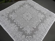 Tischdecke Jacquard Raschel 80x80cm Mitteldecke weiß Zierdecke Polyester