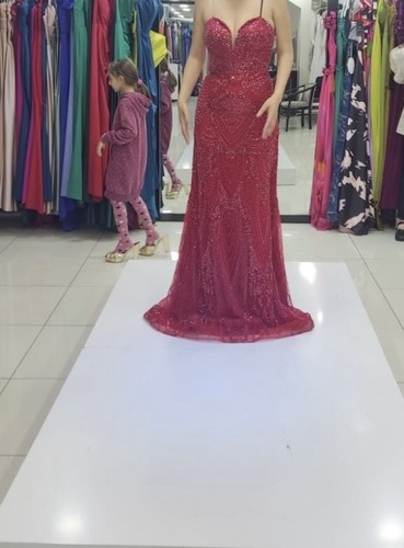 Damen abendkleid lang - abendkleid, rot