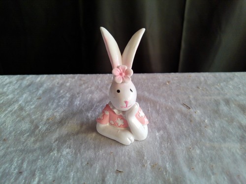 Dekofigur/Osterhase/rosa/weiß