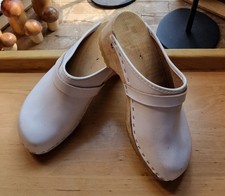 Töffler Clogs Leder weiß Holzsohle Größe  38 kaum getragen 