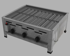 NEU Professional K+F Gasbräter 3-flammig 13,5 kW Lavastein (650 x 530 x 270 mm)