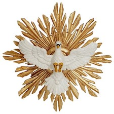 Holz Figur HEILIGER GEIST MIT SCHEIN 6/12,5 cm color neu. Heiliggeisttaube Hl.