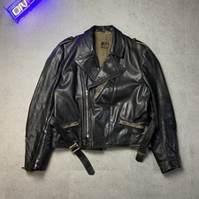 Vintage HAELSON Biker Leder Jacke 50s Perfecto Stil Schwarz Gutos Schnalle Gr.52