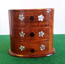 Vintage japanische Holzmutter von perlen Inlay Schublade Schmuck Brust Topzustan