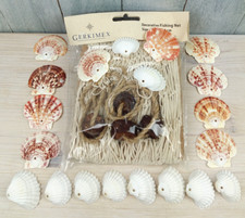 Deko Fischernetz beige ca. 1 x1m mit 4 Schwimmern + 20 Muscheln maritime Deko