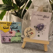 Handbemalte Steine/ Marienkäfer+Schlüsselanhänger/2er Set /Unikate/lackiert 