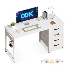 ODK Schreibtisch mit 4 Schubladen, 120×48×75.7cm Computertisch mit Kopfhörer ...
