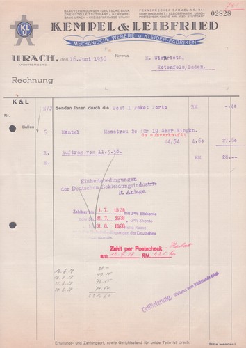 Rechnung kempel leibfried - rechnung,
