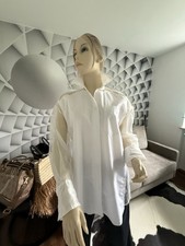 Extravagante Damen Bluse Teiltansparent Langarm Zara XS Oversize Weiß Off Withe 