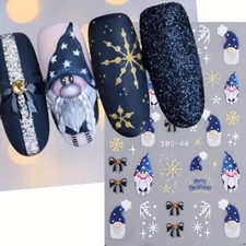 Nail Art Sticker Weihnachten Wichtel Gonk Schneeflocken Schleifen Sterne French Maniküre S44