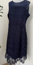 FIT & FLAIRE DRESS Kleid Größe 44/46  von YESSICA Dunkelblau mit Spitze