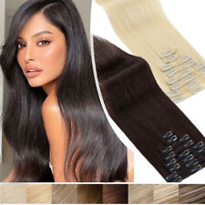 DICK 8 Tressen Clip In Echthaar Haarverlängerung Extensions Lang Wefts Haarteile