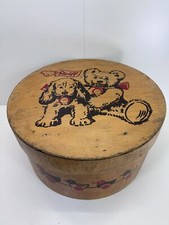 Alte Vintage Steiff Stofftier Spielzeugkiste Holzkiste Tonne 60er Jahre #8992