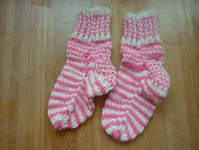 super dick - kuschelweich - Socken Wolle rosa-creme Gr. 37 38 39