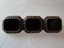 Da-925 Silber Anstecknadel, 3 rechteckige Steine mit glänzender Punktumfassung