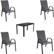 Gartenmöbel Set 5 tlg Gartenset Sitzgruppe Stapelstuhl Gartentisch Essgruppe