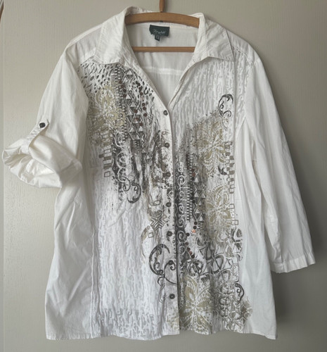 Weiße bluse mit pailletten - mit,