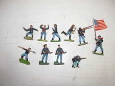 8. Konvolut 10 alte Elastolin Kunststoff Figuren Nordstaatler US Bürgerkrieg 4cm