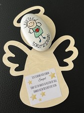 Handbemalter Naturstein Schutzengel Mit Handgefertigter Karte Spruch Unikat Rar