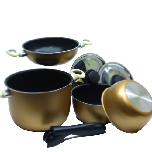 Alu topfset teilig gold - alu-topfset,