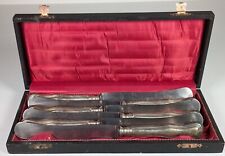 6 Speise-Messer, versilbert, Clarfeld & Co. Hemer, im Etui, um 1900. #BA551