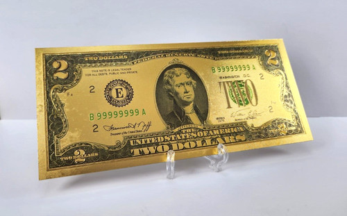 Two dollar gold banknote - dollar,