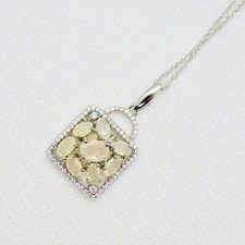 Feuer-Opal CZ Anhänger TASCHE Kette 925 Silber 585 Weißgold vergoldet