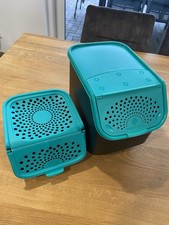 Tupperware Kartoffel-Lager 8,3 L, Knoblauch-Lager 2,3 L, Schwarz Türkis