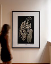 LINO-Druck Handgefertigtes Originalkunstwerk – Limitierte Auflage 2/5, Signiert,