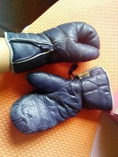 Echt Leder Skihandschuhe - Fäustlinge Damen Gr. 6 Leder Handschuhe blau