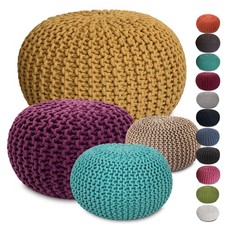 Strickhocker Pouf Ø45 o. 55cm Bodenkissen Sitzpouf XXL Baumwolle recycelt
