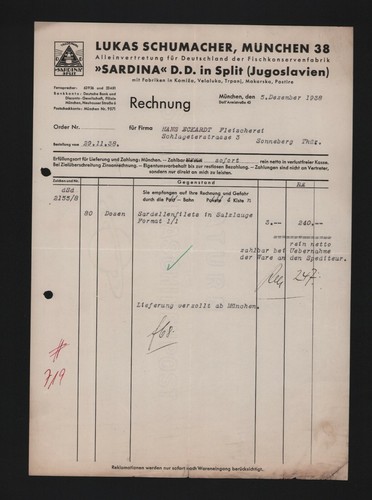München rechnung 1938 - mÜnchen,,