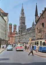AK München Marienplatz Altes Tram Autos 1960er