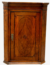 englischer Hängeschrank Eckschrank  Eiche  Georg III  1770  - 1790 Intarsien