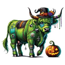 3x Halloween Highland cow car