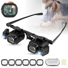 Lupenbrille mit Licht Testsieger für Brillenträger 24x Vergrößerung LED Licht