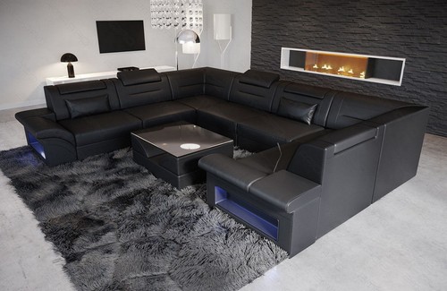 Leder eckcouch wohnlandschaft - eckcouch,