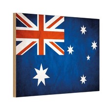 Holzschild 20x30 cm Australien Fahne Flagge Wappen Deko Geschenk Holz Schild