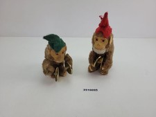 2x Mechanisches Spielzeug Affen mit Zimbeln Japan Metall Kunststoff #2510095