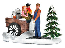 Bauer liefert Milch mit Karren