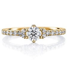 Verlobungsring 18K Gelbgold Lab Created Diamant 0,65 Ct Rundschliff