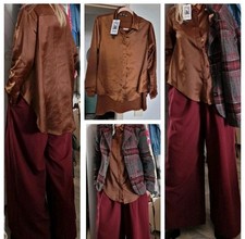  Damen Satin Seidenglanz Bluse