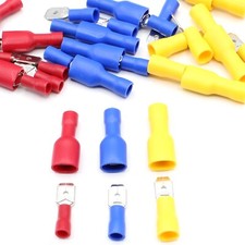 Flachsteckhülse Flachstecker Kabelschuh Stecker 4,8 / 6,3 rot blau vollisoliert