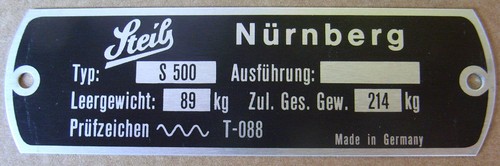 Typenschild steib s500 - typenschild,