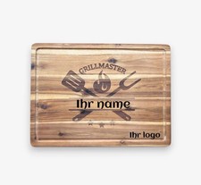 Personalisiertes Schneidebrett Holz mit Gravur – Grillmeister Geschenk BBQ