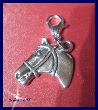 * Pferdekopf * Charms Armband Anhänger Kettenanhänger m. Karabiner NEU  (c180)