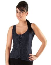 Gothic Mittelalter LARP Bluse Mieder Top bestickt geschnürt 38 40 Xena Neu